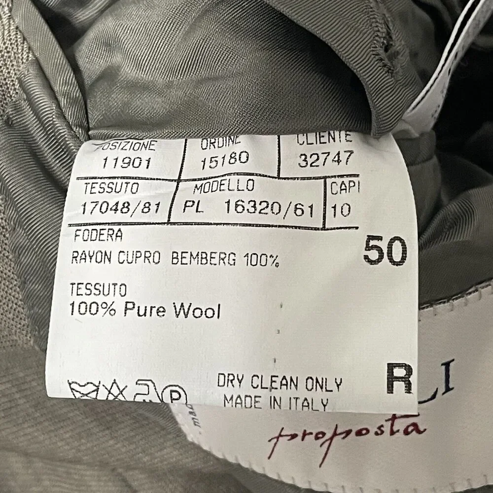 Canali Proposta Blazer Sport Coat MensTaupe 50R 100% Wool 3 Button Made in Italy